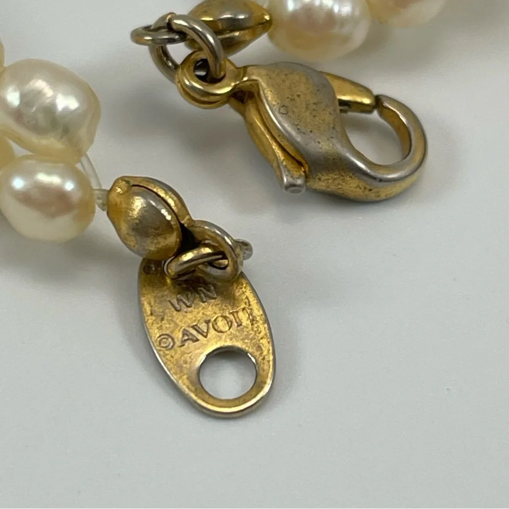 Vintage Avon Gold Tone Rice Pearl Twist Necklace Stunning Bridal Elegant